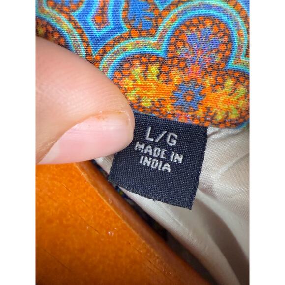 Robert Graham Striped Button Up‎ Dress Shirt Orange Blue Red Green Mens Large - Picture 8 of 10